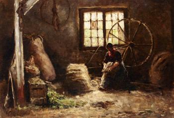 埃弗特 彼特斯 A Peasant Woman Combing Wool